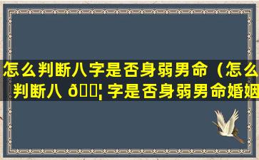 怎么判断八字是否身弱男命（怎么判断八 🐦 字是否身弱男命婚姻）